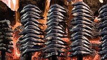 Sardines On Skewers Show Cooking in Malaga beach