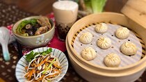 Xiao Long Bao, Chicken vermicelli with mushroom and sesame oil, Tofu strips salad, Bubble milk tea. Taiwan Traditional Delicacies Experience-A (Taipei Cooking Class)