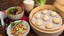Xiao Long Bao, Chicken vermicelli with mushroom and sesame oil, Tofu strips salad, Bubble milk tea. Taiwan Traditional Delicacies Experience-A (Taipei Cooking Class)