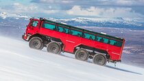 Red Glacier Monster Truck on Langjokull Glacier from Gulfoss