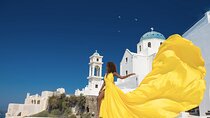 Professional Flying Dress Photoshoot In Santorini