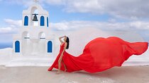 Santorini Flying Dress Photoshoot with a Pro Photographer