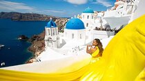 Flying Dress Photo in Santorini Greece