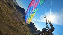 Tandem Paragliding over the Rugged Lava Fields at Blue Mountains