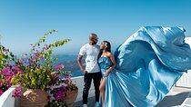  Photoshoot With Flying Dress in Santorini 
