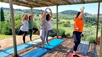 Yoga at Sunset Overlooking Tuscan Countryside