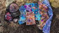 Marbled Silk Scarf, Trucker Hat, Sketchbook or 4 Pieces of Paper