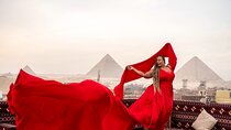 Pyramids of Giza Flying Dress Photoshoot from a Rooftop