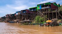 Sunset Kampong Phluk stilts home village on the Tonle Sap
