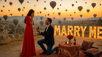 Marriage Proposal in Cappadocia with Balloons Marry Me Concept