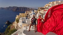 Flying Dress Photoshoot in Oia Private entry to Blue Dome